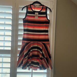 MICHAEL Michael Kors Coral and Black Striped Dress